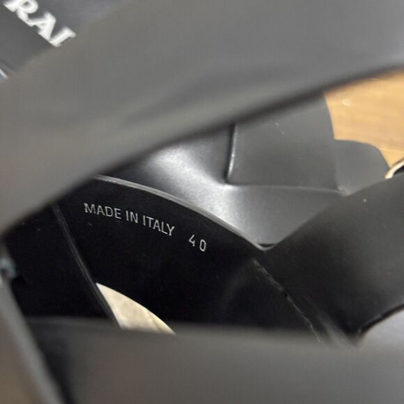 Prada Size 9 EU40 Black Leather Flatform Espadrilles Slingback Platform Sandals - Picture 7 of 8